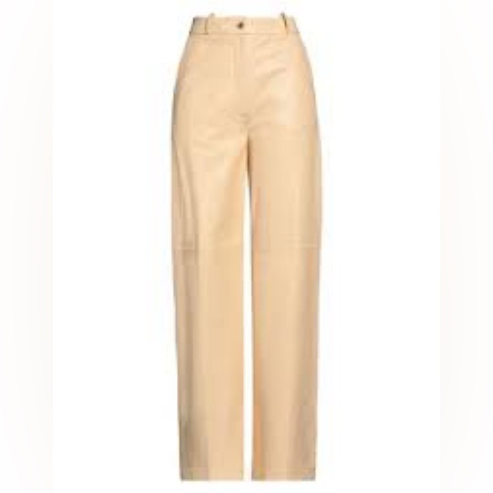 Loulou Studio LEATHER Cream Wide-Leg Pants